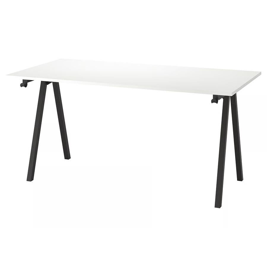 IKEA TROTTEN Desk – White/Anthracite, Huis en Inrichting, Ophalen, In hoogte verstelbaar, Zo goed als nieuw