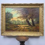 Landschap bij zonsondergang P. de Bruin (Paul de Bruin), Ophalen of Verzenden