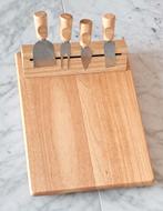 GROTE Kaasplank met bestek  - Houten serveerplank, Ophalen of Verzenden, Zo goed als nieuw