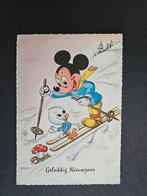 Oude Disney Kerstkaart - Mickey Mouse Skiën, Verzenden, 1940 tot 1960, Gelopen