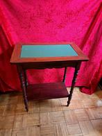 Oud Engelse bijzettafel met groene inlegwerk en klein laadje, Ophalen