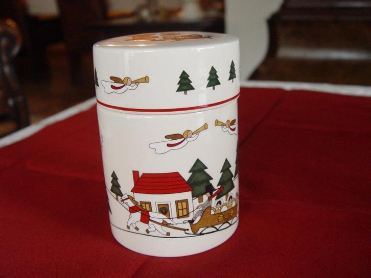 Masons mason christmas village voorraadpot uniek kerst, Huis en Inrichting, Keuken | Servies, Zo goed als nieuw, Overige typen