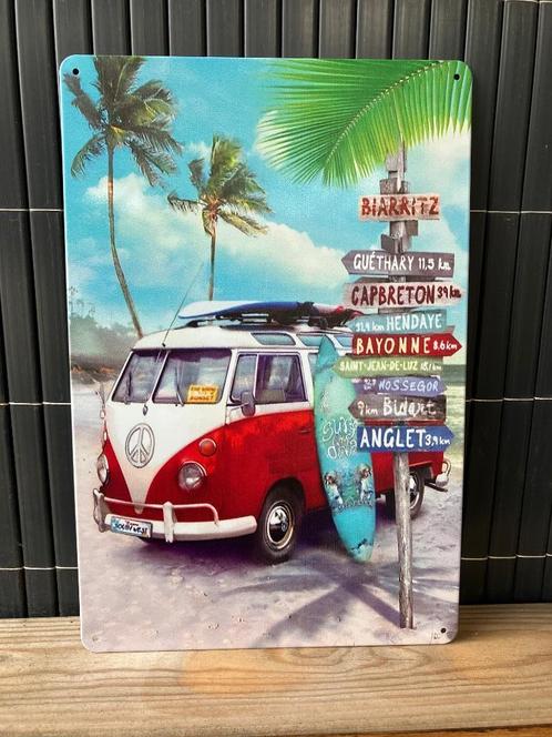 Metalen bord Volkswagen bus surfplank, Huis en Inrichting, Woonaccessoires | Wanddecoraties, Nieuw, Ophalen of Verzenden