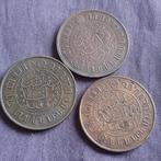 Drie Munten Nederlands Indië 2 1/2 Cent 1920 en 1945, Postzegels en Munten, Munten | Nederland, Verzenden, Koningin Wilhelmina