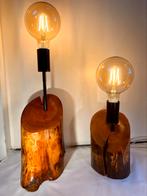 Set van 2 tafellampen (van één boomstam), Nieuw, Ophalen of Verzenden, Landelijk, Minder dan 50 cm