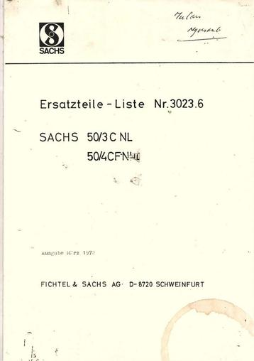 Sachs 50/3 C 50/4 CF Ersatzteilliste onderdelenlijst (8019z) beschikbaar voor biedingen