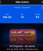 2 tickets K3 reunie 7 april, Tickets en Kaartjes, Twee personen