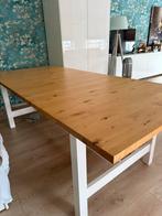 Houten Tafel, bank en krukje, Huis en Inrichting, Tafels | Eettafels, Ophalen, Gebruikt, 100 tot 150 cm, Eikenhout