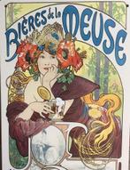 Alphonse Mucha Bieres de la Meuse Kunst Metalen Wandbord, Verzenden, Nieuw, Reclamebord, Plaat of Schild, Overige merken