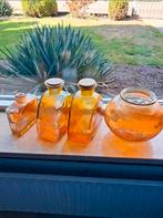 Set van 4 vazen/potten, Huis en Inrichting, Ophalen, Oranje, Minder dan 50 cm, Glas
