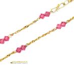 14k geelgouden armband met roze kralen, Sieraden, Tassen en Uiterlijk, Nieuw, Goud, Ophalen of Verzenden, Roze
