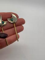 B317 Prachtige zilveren modernist oorbellen bicolor, Sieraden, Tassen en Uiterlijk, Oorbellen, Hangers, Ophalen of Verzenden, X