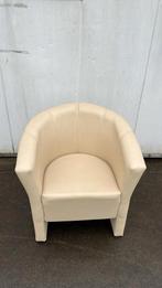 1 luxe fauteuil Beige kunstleder cafe restaurant receptie, Huis en Inrichting, Fauteuils, Ophalen, 75 tot 100 cm, Zo goed als nieuw
