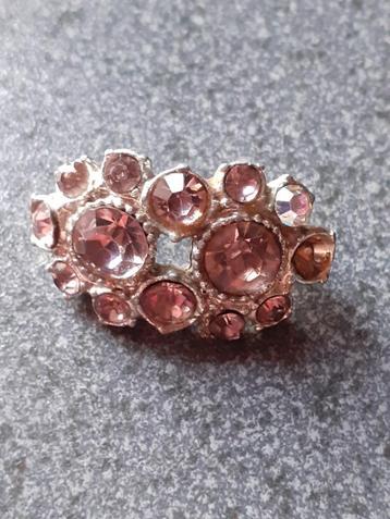 Vintage broche, roze Boheems glas beschikbaar voor biedingen