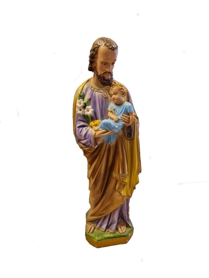 Heilige Joseph beeld met Christus kindje in armen gips 65 cm, Antiek en Kunst, Antiek | Religie, Ophalen of Verzenden