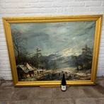 Zeer groot schilderij  - Winterlandschap Spohler & Kruseman, Ophalen of Verzenden