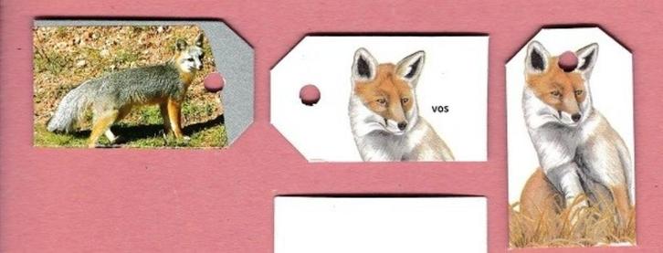 0214) vossen labeltjes, Verzamelen, Dierenverzamelingen, Zo goed als nieuw, Beeldje of Figuurtje, Ophalen of Verzenden