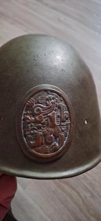 Nederlandse helm wo2,ww2 oorlogshelm met plaat, Verzamelen, Ophalen of Verzenden, Landmacht, Nederland, Helm of Baret