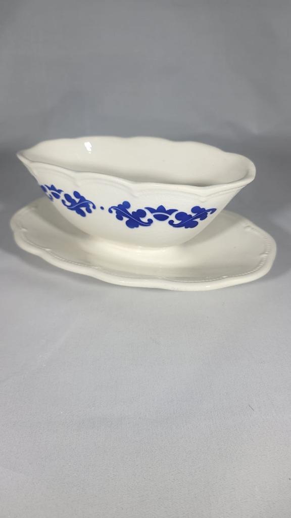 Vintage sauskom op vaste onderschotel – BFK Belgium, Antiek en Kunst, Antiek | Servies los, Ophalen of Verzenden