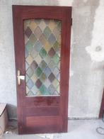 Glas in lood hardhouten binnendeur, Ophalen, Gebruikt, 80 tot 100 cm, Binnendeur