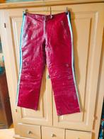 Vintage stoere sexy rode leren broek 38 blauw witte streep, Maat 38/40 (M), Ophalen of Verzenden, Lang, Gedragen