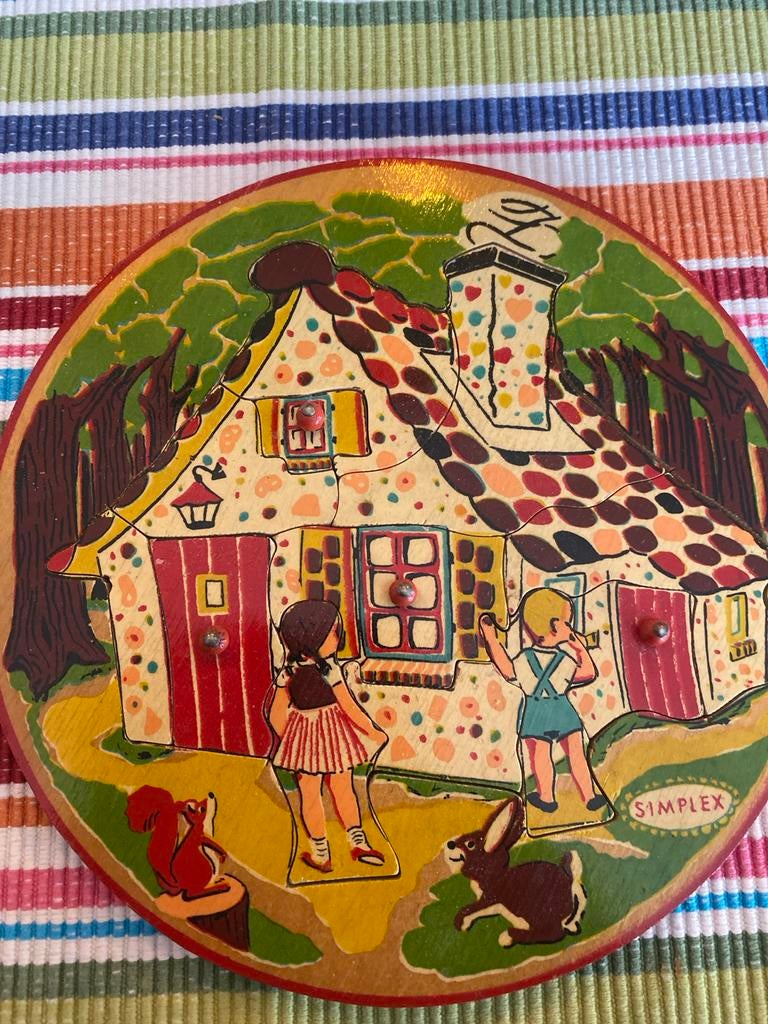 Vintage Simplex Houten Puzzel - Huisje, Antiek en Kunst, Antiek | Speelgoed, Ophalen of Verzenden