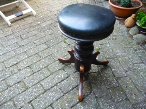 antieke oude pianokruk leren zwarte zitting, Antiek en Kunst, Antiek | Meubels | Stoelen en Banken, Ophalen of Verzenden