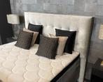 Boxspring Adige velours beige incl. matrassen en topper, Ophalen of Verzenden, Nieuw, Beige