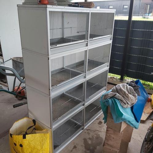 Blok van 8 broedkooien met blokken, Dieren en Toebehoren, Vogels | Hokken en Kooien, Gebruikt, Broedkooi of Kweekkooi, Hout, Ophalen
