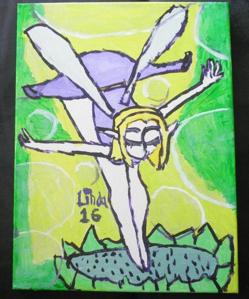 Schilderij op doek elfje 16, Antiek en Kunst, Kunst | Schilderijen | Modern, Ophalen