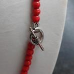 KOOPJE!!  imitatie bloedkoraal ketting,zilver, Verzenden, Zo goed als nieuw, Rood, Steen of Mineraal