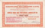 Vier Pref.Aandeelen B Kon. Hollandsche Lloyd, Amsterdam 1925, Verzamelen, Scheepvaart, Ophalen of Verzenden, Gebruikt, Motorboot