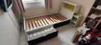 Ikea bed met uitschuifbare kast., Ophalen, 90 cm, Eenpersoons, Wit