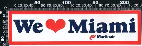 Sticker: Martinair - We love Miami, Verzamelen, Stickers, Zo goed als nieuw, Bedrijf of Vereniging, Ophalen of Verzenden