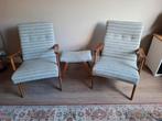 Vintage Deense Stoelen Set + Voetenbank, Ophalen, Hout, Gebruikt, Twee