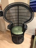 Zwarte Peacock Chair. Vintage rotan powerstoel., Antiek en Kunst, Antiek | Meubels | Stoelen en Banken, Ophalen