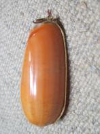 Vintage hanger met 18K gouden rand Oliva irisans cryptospira, Ophalen, Overige voorstellingen, Oranje, Zo goed als nieuw