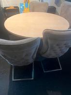 Eetkamerstoel- Rixos - Scarlet - Taupe met gouden onderstel, Huis en Inrichting, Ophalen, Zo goed als nieuw