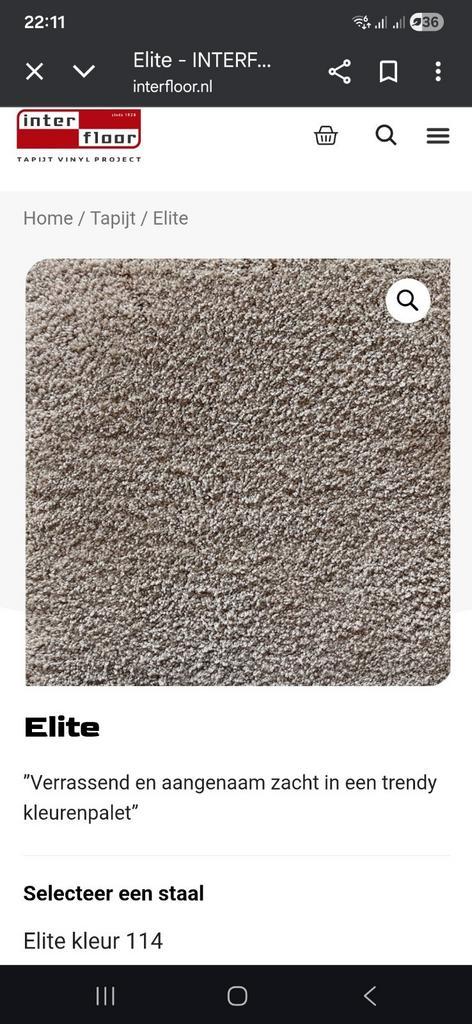 Interfloor Elite kleur 114, Huis en Inrichting, Stoffering | Vloerbedekking, Nieuw, Tapijt, minder dan 10 m², Ophalen of Verzenden