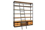 Rootsmann industriële boekenkast met ladder, Met plank(en), Gebruikt, 200 cm of meer, 150 tot 200 cm
