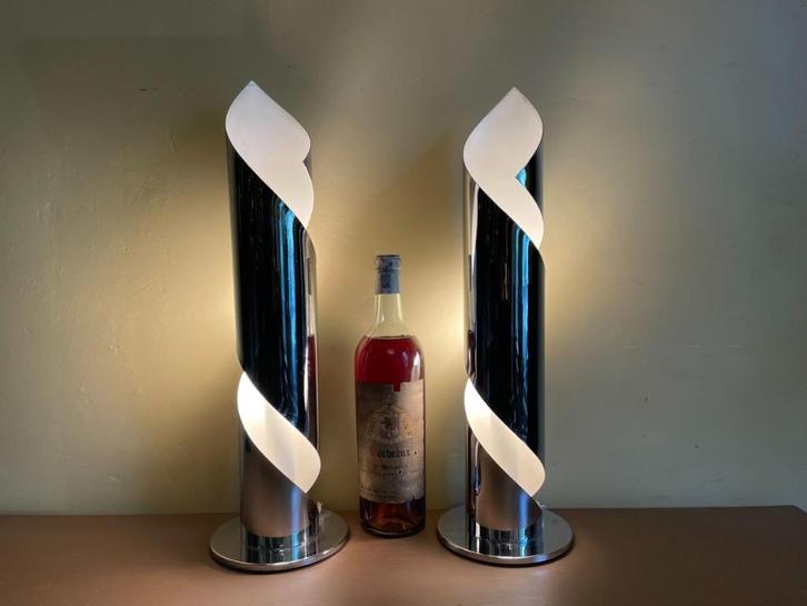 2x Schemerlamp Spiraallampen Tafellampen vintage jaren 70, Antiek en Kunst, Antiek | Lampen, Ophalen of Verzenden