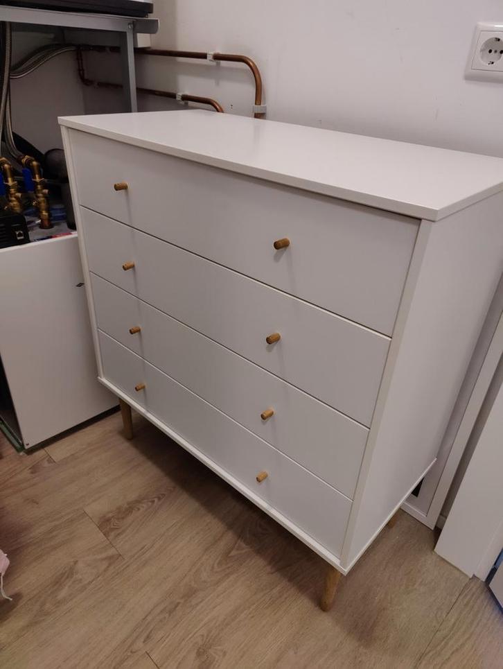 Witte JYSK ladekast, Huis en Inrichting, Kasten | Kledingkasten, Gebruikt, 100 tot 150 cm, 50 tot 100 cm, 25 tot 50 cm, Met lade(s)