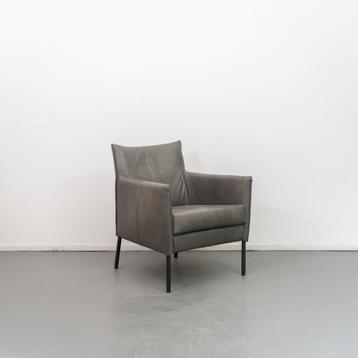 1x Bert Plantagie Dalia Fauteuil Grijs Leer - Zwart beschikbaar voor biedingen