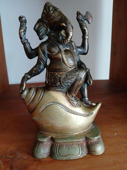 Bronzen sculptuur can GANESHA, Huis en Inrichting, Woonaccessoires | Boeddhabeelden, Gebruikt, Ophalen of Verzenden
