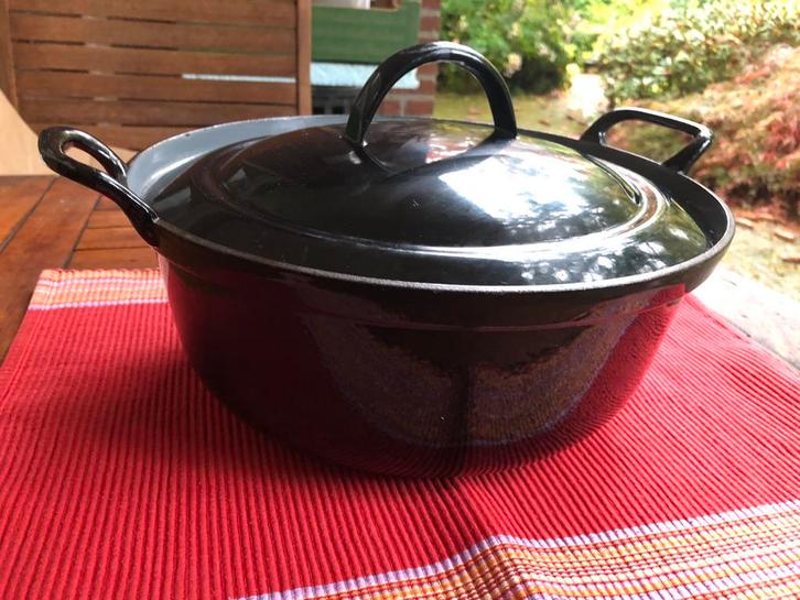 t.k.Dru Holland braadpan faitout gietijzer 28cm INDUCTIE, Huis en Inrichting, Keuken | Potten en Pannen, Gebruikt, Koekenpan of Braadpan