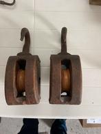 Antiek katrollen Katrol Zie foto’s Zeer oud decoratie, Ophalen of Verzenden