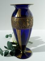 Moser vaas ca. 1929 kobalt blauw, goud, gesigneerd, puntgaaf, Huis en Inrichting, Woonaccessoires | Vazen, Ophalen, Zo goed als nieuw