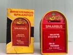 Vintage Nederlandse blikken spaarpot, Ophalen of Verzenden, Gebruikt, Metaal of Blik, Overige thema's