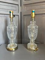 Paar prachtige Regency stijl tafellampen kristalglas/messing, Gebruikt, Ophalen of Verzenden, Regency, Minder dan 50 cm