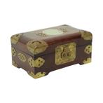 Oude Chinese Juwelenkist Sierraden Doos Jade Messing, Ophalen of Verzenden